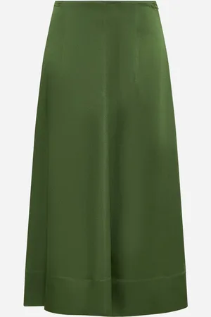Lanvin Green satin flared midi skirt