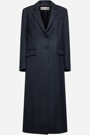 BLANCA Grey chevron wool blend Celosia long coat