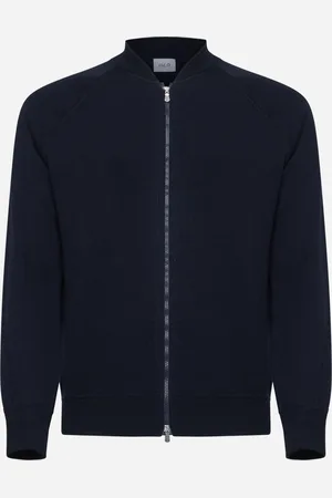 D4.0 Blue virgin wool knit bomber jacket