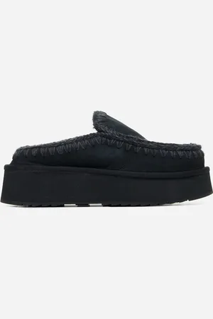 Mou Black Clog eskimo platform mules