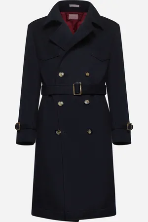 Brunello Cucinelli Blue wool trench coat