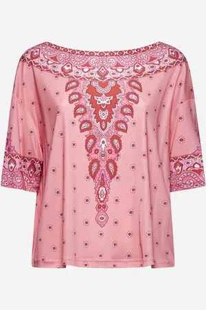Etro Pink Paisley print stretch jersey top