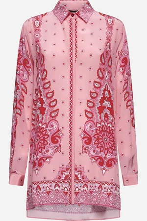 Etro Pink Paisley print silk long shirt
