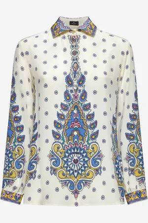 Etro Ivory Paisley print silk twill shirt