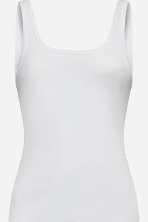 Maison Margiela White ribbed cotton tank top