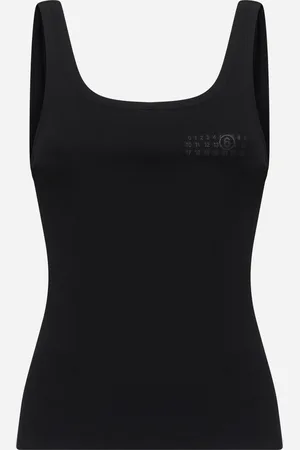 Maison Margiela Black ribbed cotton tank top