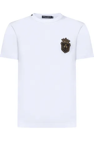 Dolce & Gabbana White cotton heraldic patch T-shirt