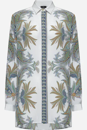 Etro White Paisley print crêpe de Chine shirt