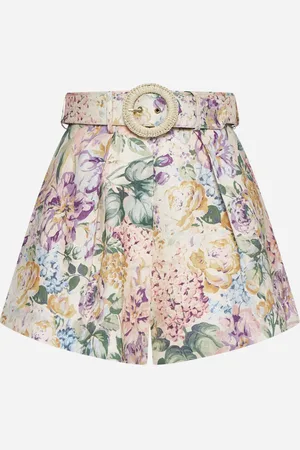 ZIMMERMANN Halliday print linen tuck shorts