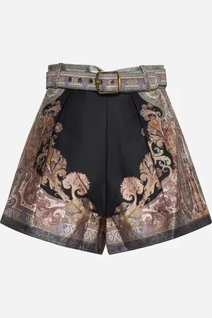 ZIMMERMANN Black twill Illustration tuck short