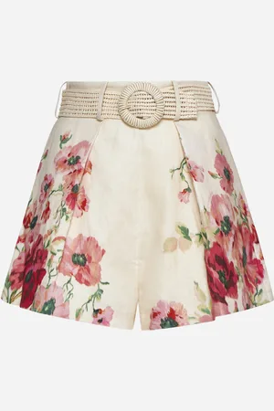 ZIMMERMANN Lightburst print cotton and silk tuck shorts