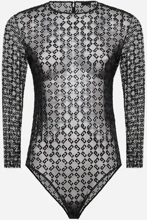 Givenchy Black Monogram 72 tulle bodysuit
