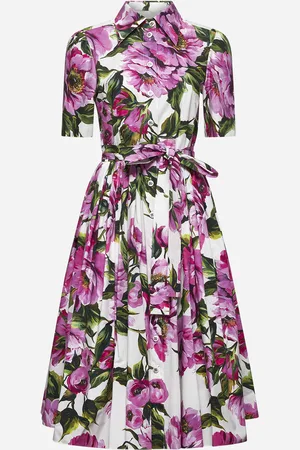 Dolce & Gabbana Peony print cotton shirt dress