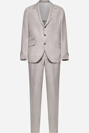 Brunello Cucinelli Beige linen, wool and silk diagonal suit