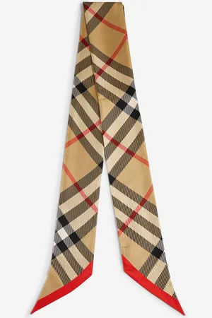 Burberry Beige Check silk thin scarf