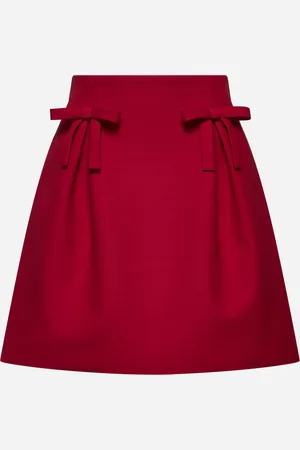 VALENTINO Red crepe couture mini skirt