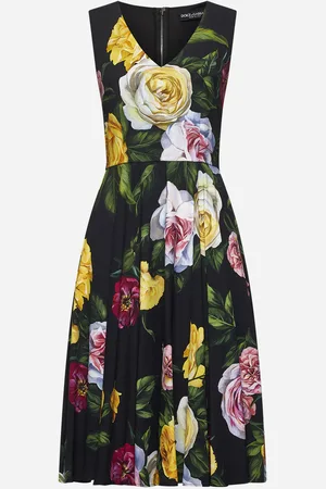 Dolce & Gabbana Peony and Rose print calf-lenght dress