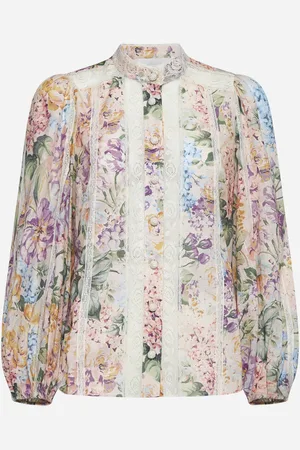 ZIMMERMANN Halliday print cotton and lace shirt