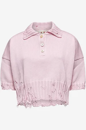 Marni Pink cotton embroidery polo shirt