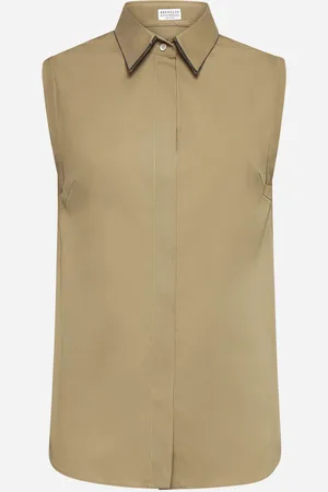 Brunello Cucinelli Green Shiny Trim poplin shirt