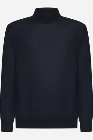D4.0 Blue virgin wool mock neck sweater