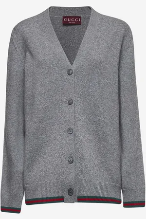 Gucci Grey wool and cashmere Web cardigan