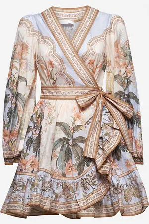 ZIMMERMANN Blue floral Wylie wrap mini dress