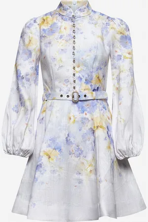 ZIMMERMANN Floral lilac linen Crush minidress
