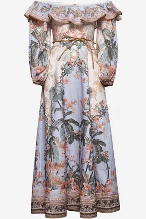 ZIMMERMANN Blue floral Wylie midi dress