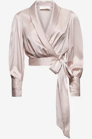 ZIMMERMANN Pink silk wrap top