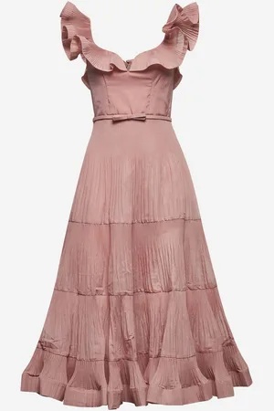 ZIMMERMANN Pink pleated midi dress