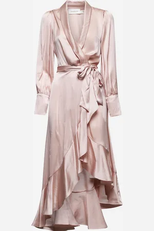 ZIMMERMANN Pink silk wrap midi dress