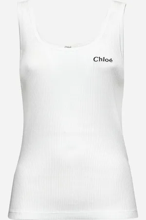 Chloé White jersey logo tank top