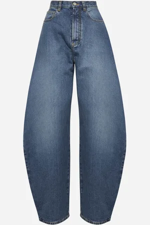 Alaïa Blue faded denim barrel-leg jeans