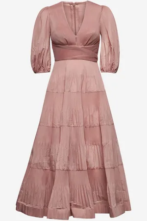ZIMMERMANN Pink pleated midi dress