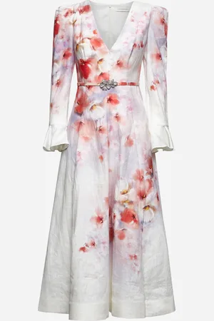 ZIMMERMANN White linen Crush midi dress