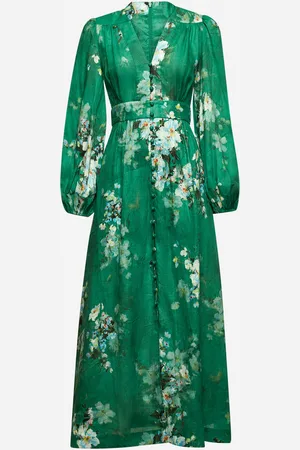 ZIMMERMANN Green linen Everley midi dress