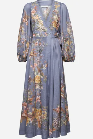 ZIMMERMANN Teal cotton Tallow midi dress