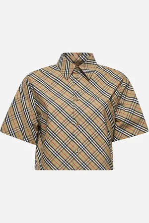 Burberry Beige Check cotton cropped shirt