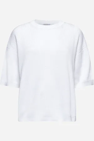 Brunello Cucinelli White cotton monili sweater