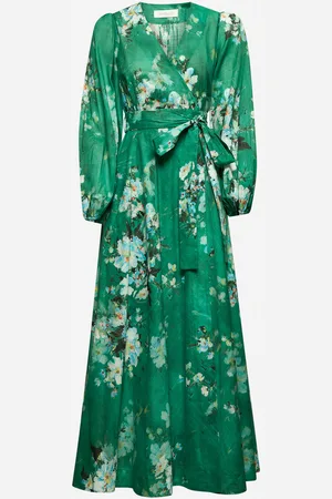 ZIMMERMANN Green Everley wrap midi dress