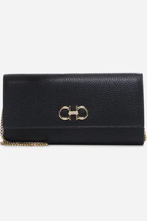 Salvatore Ferragamo Black Gancini wallet on chain