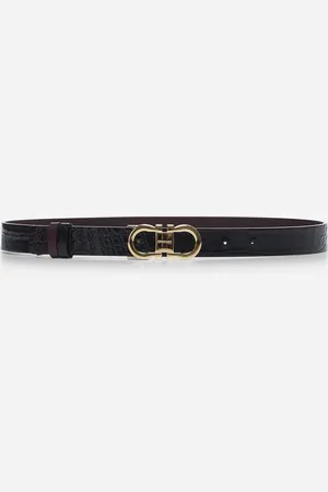 Salvatore Ferragamo Black reversible Gancini belt