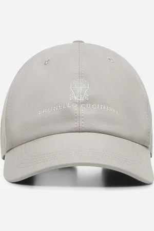 Brunello Cucinelli Grey gabardine logo baseball cap