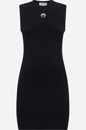 Marine Serre Black knit Moon logo minidress