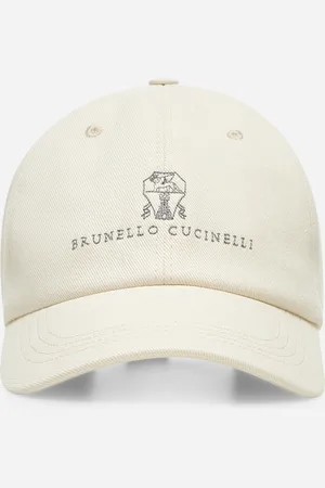 Brunello Cucinelli Cream denim logo Baseball cap