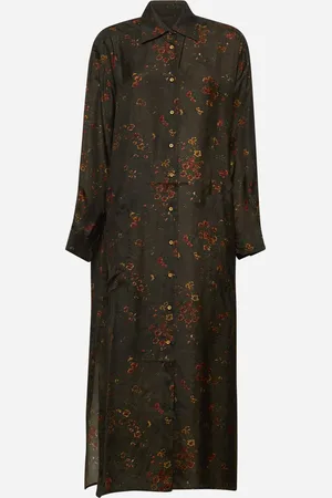 UMA WANG Brown printed twill Amare shirt dress