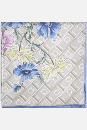 Salvatore Ferragamo Beige Bouquet print silk scarf