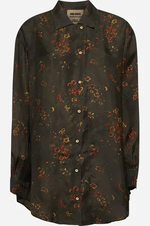 UMA WANG Brown twill Tyesha printed shirt