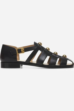 VALENTINO GARAVANI Black calfskin Fisherman Studshield sandals